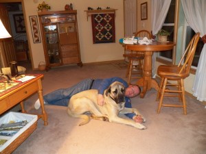 King and I waiting on the weather to warm up