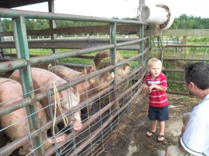 Greatgrandson Jackson talks to the girls!