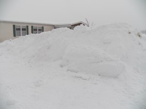 Snow pile by the house
